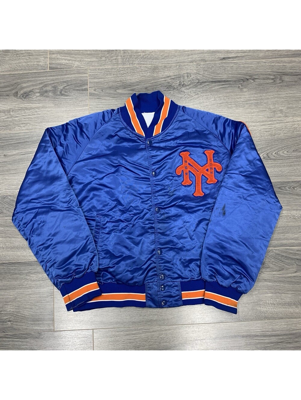 Vintage 80S New York Mets Satin Jacket Large Pyramid Rare Blue Men’s MLB